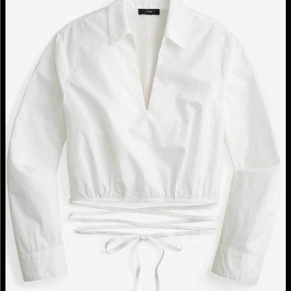 J. Crew Poplin Popover White Wrap Top - XS